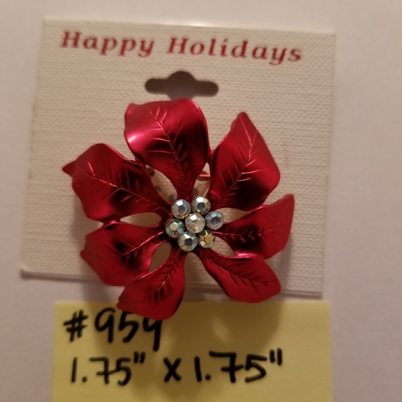 ✅959 New Happy Holidays Red Poinsettia Crystal's Pi - Picture 4 of 5
